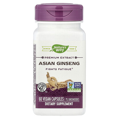 Nature's Way , Premium Extract, Asian Ginseng, 60 Vegan Capsules (550 Mg Per Capsule)