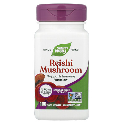 Nature's Way, Hongo reishi, 100 cápsulas veganas (188 mg por cápsula)