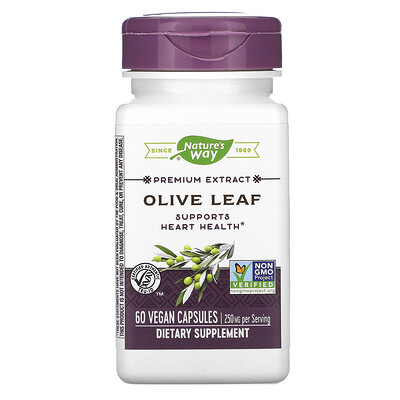 Nature's Way Premium Extract, Olive Leaf, 250 mg, 60 Vegan Capsules