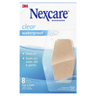 Product Image for Nexcare, Clear Waterproof Bandages, Knee & Elbow, 8 Bandages