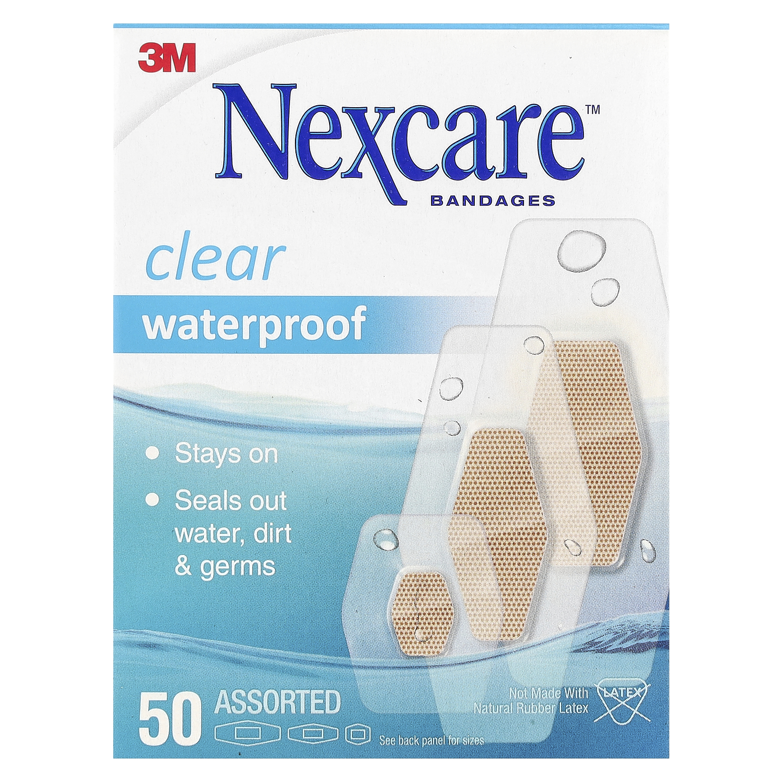 Clear Waterproof Bandages, 50 Assorted Sizes - Bild 1 von 3