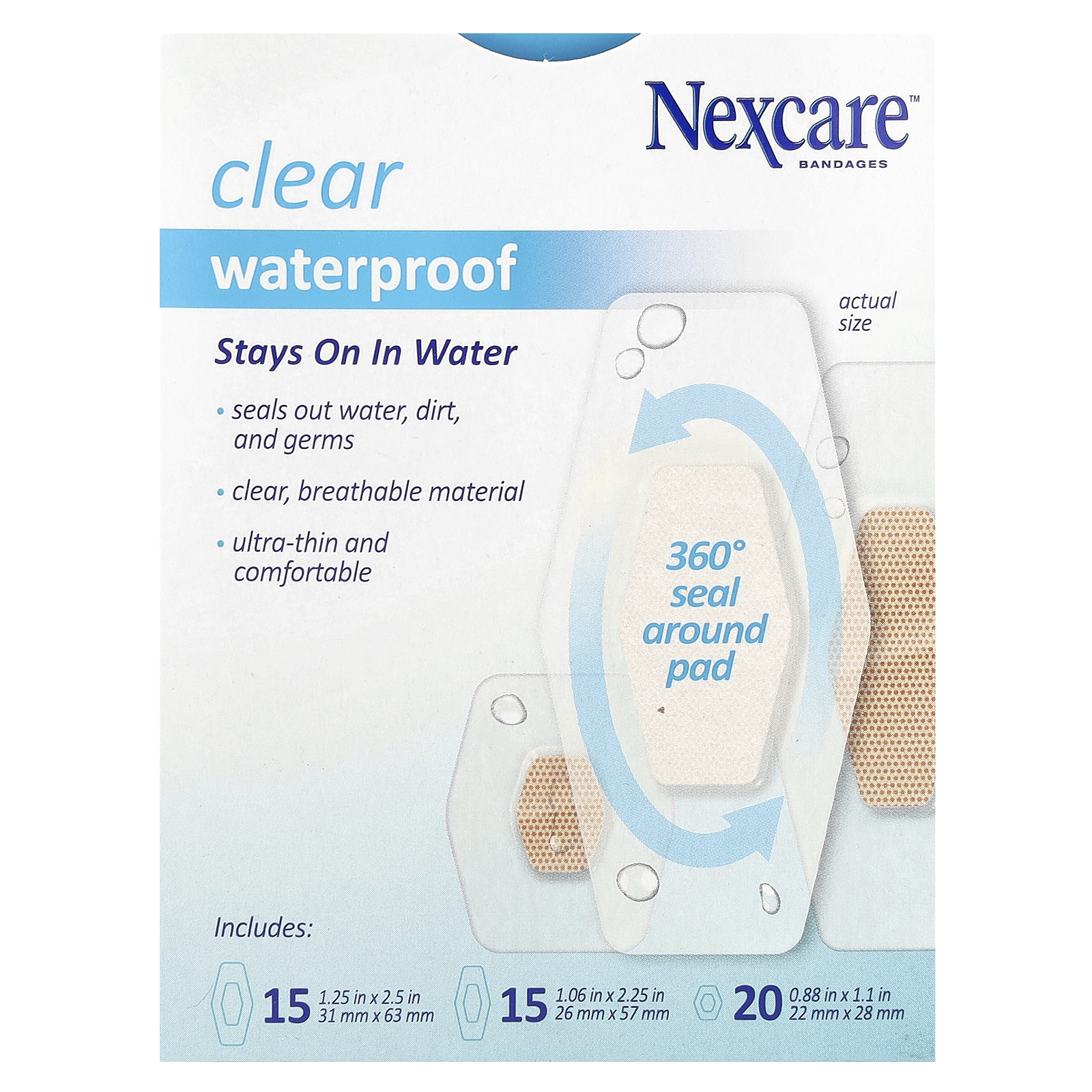 Clear Waterproof Bandages, 50 Assorted Sizes - Bild 2 von 3