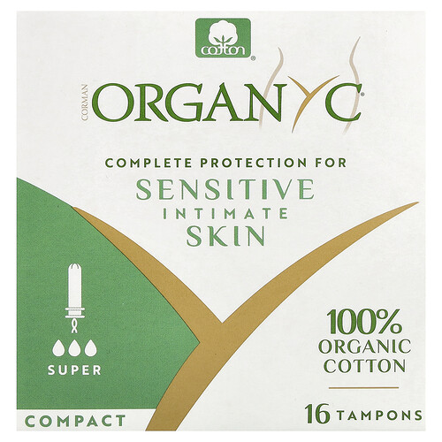 Organyc, Organic Cotton Tampons, Compact, Super, 16 Tampons