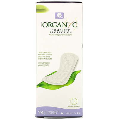 Organyc Organic Cotton Panty Liners, Light Flow, 24 Liners