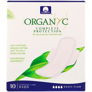 Organyc, Organic Cotton Pads, Heavy Flow, 10 Pads