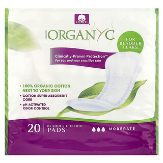 Organyc, Coussinets de contrôle de la vessie, modérés, 20 serviettes