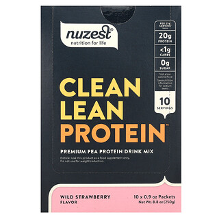 Nuzest, Rent, magert protein, vilde jordbær, 10 pakker, 25 g pr. stk.