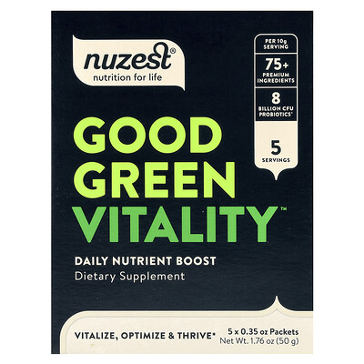 Nuzest, Good Green Vitality™, 5 sobres, 10 g (0,35 oz) cada uno