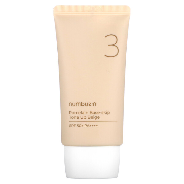 Numbuzin, Porcelain Base-Skip, Tone Up Beige, SPF 50+ PA++++, No. 3, 1. ...