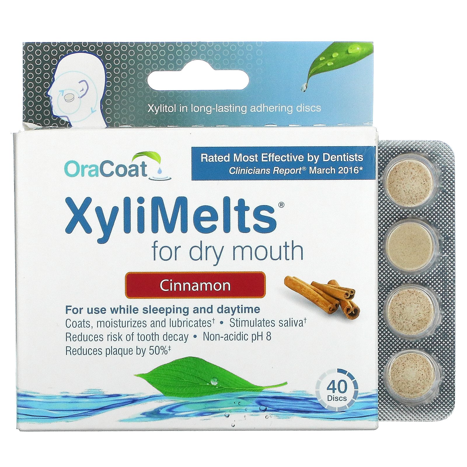 OraCoat, XyliMelts For Dry Mouth, Cinnamon, 40 Discs