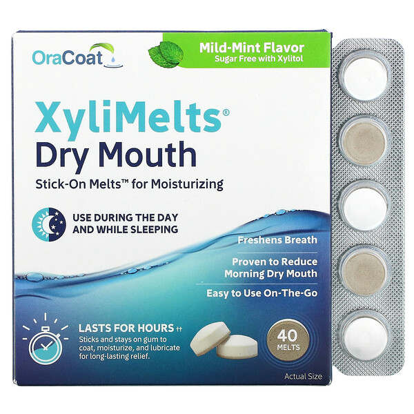 OraCoat, XyliMelts for Dry Mouth, MildMint, 40 Melts