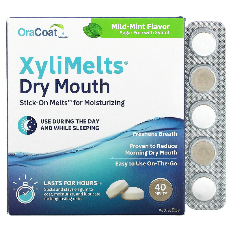 OraCoat, XyliMelts for Dry Mouth, MildMint, 40 Melts