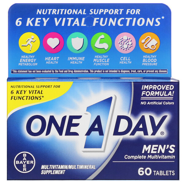 One-A-Day, Fórmula para hombres, Multivitamínico completo, 60 comprimidos