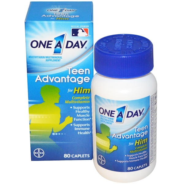 One-A-Day, Teen Advantage, for Him, Multivitamin/Multimineral Supplement, 80 Caplets (Discontinued Item) 