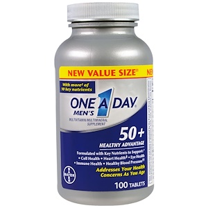 One-A-Day, Для мужчин 50+, польза для здоровья, мультивитаминная/мультиминеральная добавка, 100 таблеток инструкция, применение, состав, противопоказания