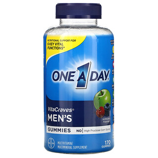 One-A-Day, Для мужчин, мультивитаминная и мультиминеральная добавка VitaCraves, с искусственными ароматизаторами, 170 жевательных таблеток
