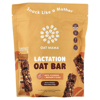 Oat Mama, Barrita de avena para la lactancia, Mantequilla de maní y chips de chocolate, 5 barritas, 35 g (1,27 oz) cada una