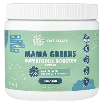 Product Image for Oat Mama, Mama Greens, Superfoods Booster Powder, Fuji Apple, 6.35 oz (180 g)
