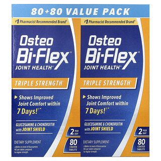 Osteo Bi-Flex, Salud de las articulaciones, Triple concentración, 2 paquetes, 80 comprimidos recubiertos cada uno