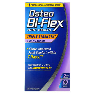 Osteo Bi-Flex, Saúde das Articulações, Dosagem Tripla + Fórmula MSM, 80 Comprimidos Revestidos