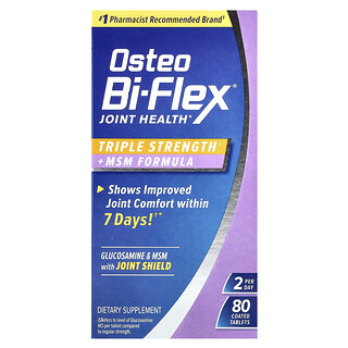 Osteo Bi-Flex, Saúde das Articulações, Dosagem Tripla + Fórmula MSM, 80 Comprimidos Revestidos