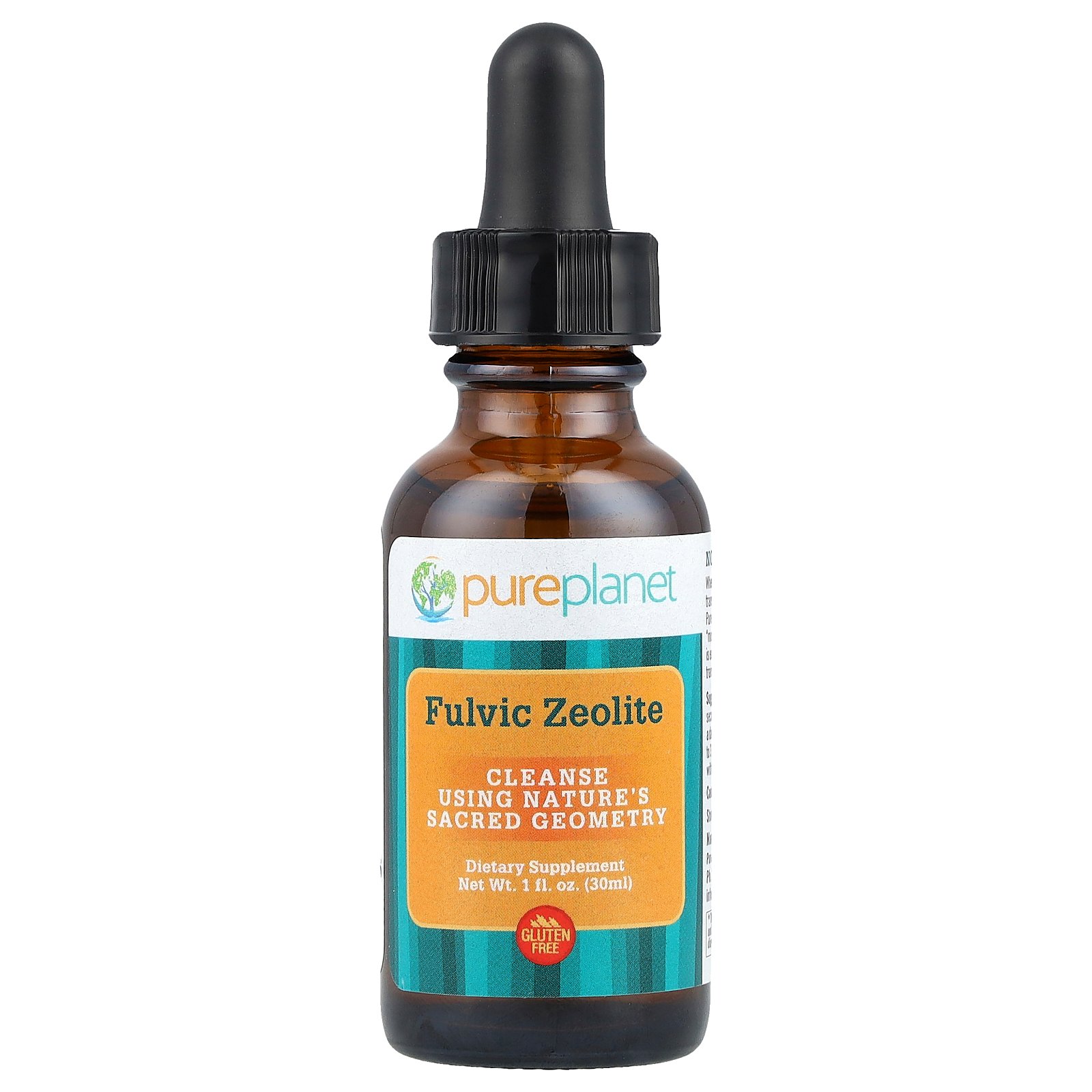 Pure Planet Fulvic Zeolite 1 fl oz 30 ml Gluten-Free, Vegan - Afbeelding 1 van 3