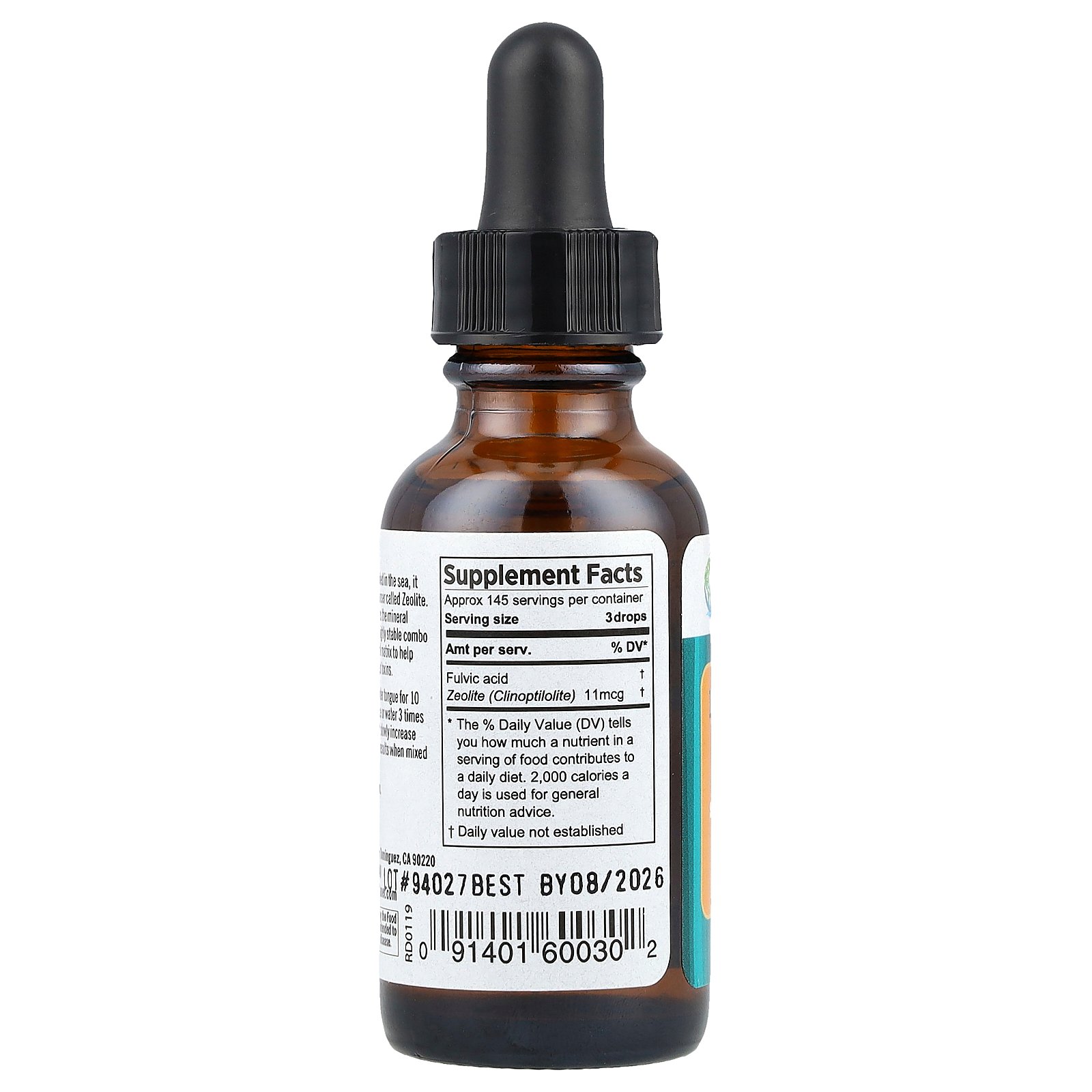 Pure Planet Fulvic Zeolite 1 fl oz 30 ml Gluten-Free, Vegan - Afbeelding 2 van 3