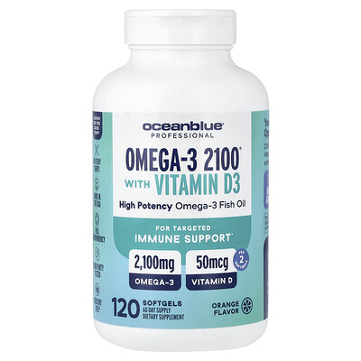 Product Image for OceanBlue, Professional, Omega-3 2100 With Vitamin D, Orange, 120 Softgels