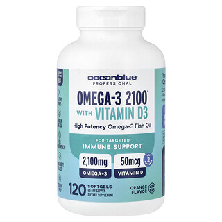 OceanBlue, 專業，含維生素 D 的 Omega-3 2100®，橙味，120 粒軟膠囊