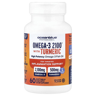 OceanBlue, Professional, Omega-3 2100® con cúrcuma, Naranja, 60 cápsulas blandas