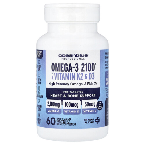 Oceanblue Professional, Omega-3 2100® with Vitamin K2 & D3, Orange, 60 Softgels