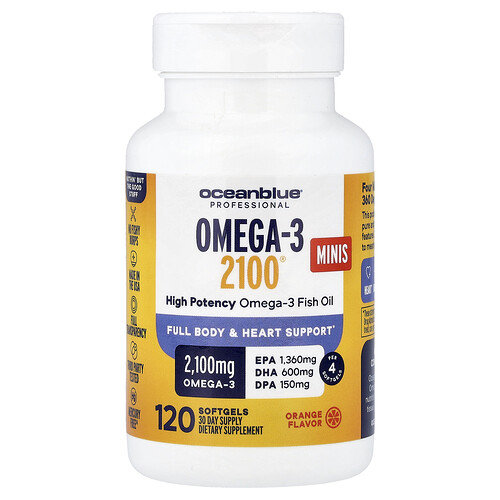 Oceanblue Omega-3 2100® Minis, High Potency, Orange, 120 Softgels (525 mg per Softgel)