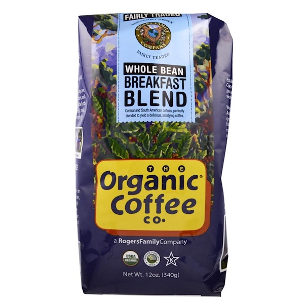 Organic Coffee Co., مزيج الإفطار العضوي، الفول الكامل، 12 أوقية (340