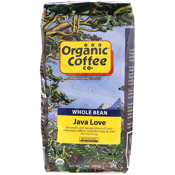 Organic Coffee Co., Java Love, Whole Bean Coffee, Regular Roast, 12 oz