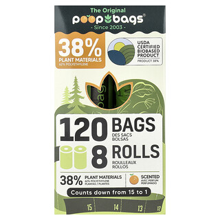 Original Poop Bags, Orange, 8 Rollen, je 15 Beutel