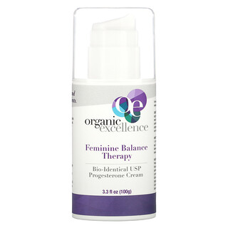Organic Excellence, Thérapie équilibrante féminine, Crème à la progestérone USP bio-identique, 100 g