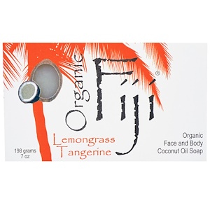 Organic Fiji, Organic Face and Body Coconut Oil Soap Bar, Lemongrass Tangerine, 7 oz (198 g)