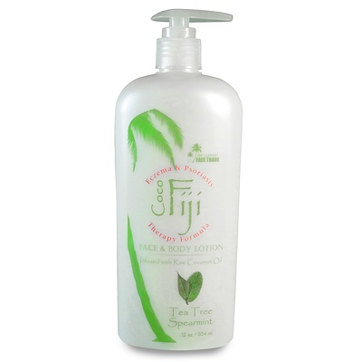 Organic Fiji 面部和身體乳,含有機椰子油、茶樹綠薄荷,12 盎司(354 毫升)