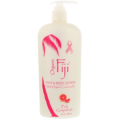 Organic Fiji 面部和身體乳液,含有機椰子油、粉紅葡萄柚,12盎司(354毫升)