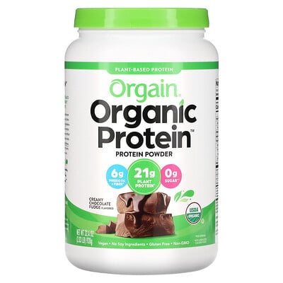 Orgain Органический порошковый протеин растительного происхождения, сливочно-шоколадный фадж, 2,03 ф (920 г)