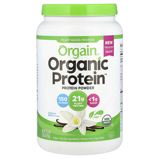 Orgain, Organic Protein™, Suplemento proteico orgánico en polvo, De origen vegetal, Vaina de vainilla, 920 g (2,03 lb)