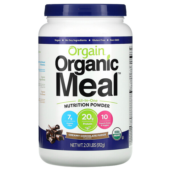 Orgain‏, Organic Meal, All-In-One Nutrition Powder, Creamy Chocolate Fudge, 2.01 lbs (912 g)