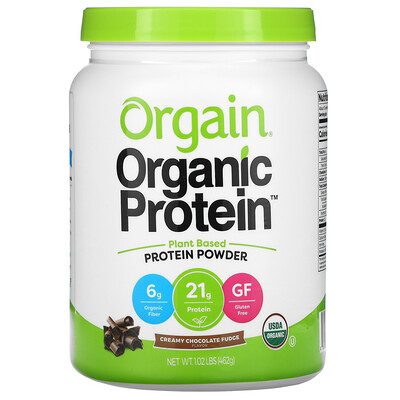 Купить Orgain Organic Protein Powder, Plant Based, Creamy Chocolate Fudge, 1.02 lb (462 g)