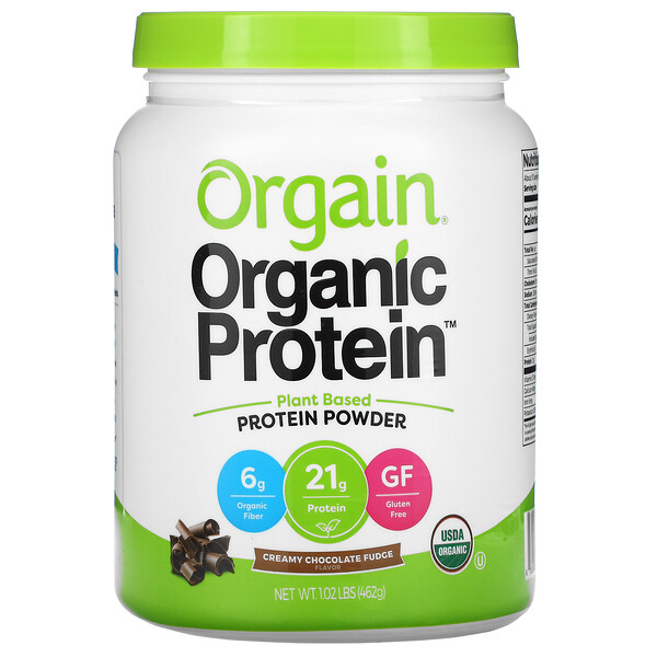 Orgain, Organic Protein Powder, Plant Based, Creamy Chocolate Fudge, 1.