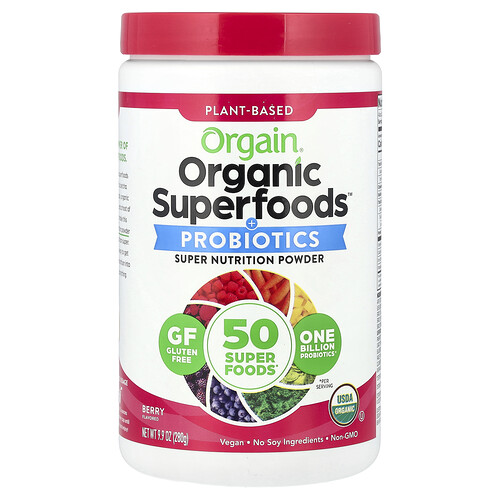 Orgain Orgain, Organic Superfoods™ + Probiotics Super Nutrition Powder, Berry, 9.9 oz (280 g)