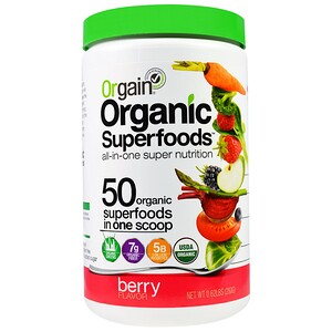Отзывы о Оргаин, Organic Superfoods, All-In-One Super Nutrition, Berry Flavor, 0.62 lbs (280 g)
