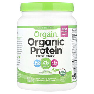 Orgain, Proteína orgánica en polvo de origen vegetal, Producto natural sin endulzantes, 720 g (1,59 lb)