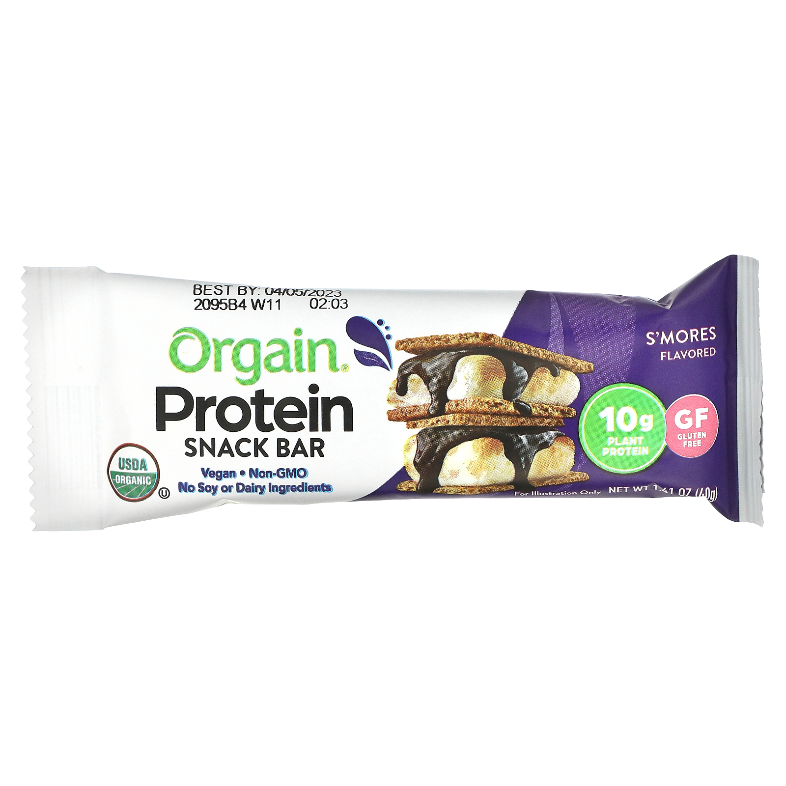 Orgain Organic Plant Based Protein Snack Bar Smores 12 Bars 141