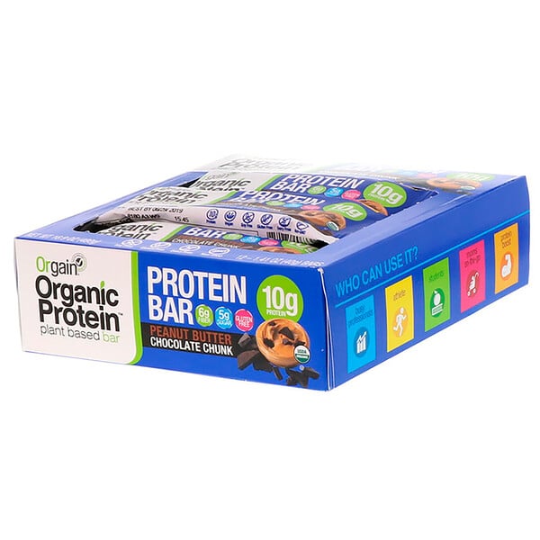 Orgain, Bio-Proteinriegel auf pflanzlicher Basis, Geschmack Erdnussbutter-Schokostückchenkeks, 12 Riegel à 1,41 oz. (40 g)