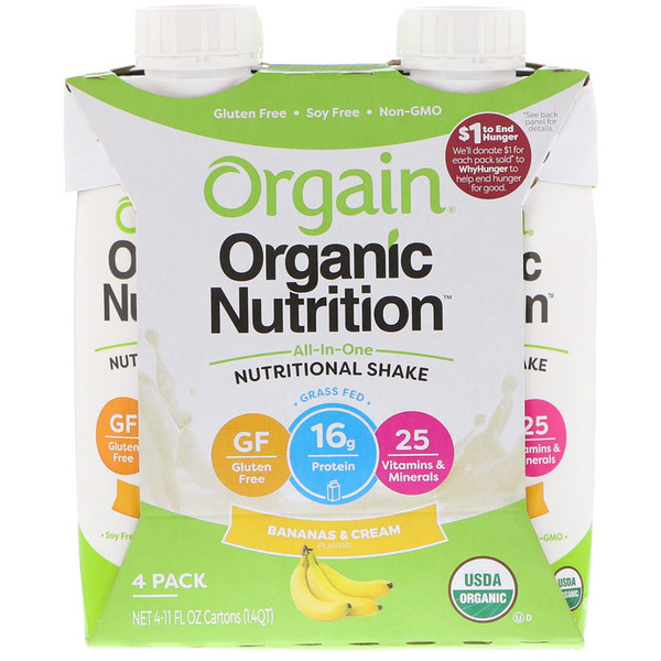 Orgain, Organic Nutrition, All-in-One Nutritional Shake, Bananas ...